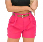 Kit 3 shorts alfaiataria tendência com cinto