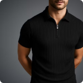 Camisa Polo Italiana Canelado Com Ziper Premium Camiseta
