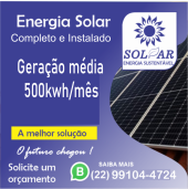 Sistema Solar 5.40kwp - Geração média 500kwh/mês