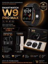 Kit Relogio Smartwhatch W9 Pro Max + Fone Bluetootch + 2 Pulseiras
