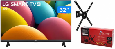 Por apenas 30x de R$ 62,90 ou R$ 1.120,05 no Pix, Smart TV 32 LG HD LCD com Alexa 2 HDM e Suporte