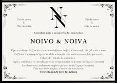 Convite de Casamento Elegante e Personalizável P/B