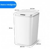 Lixeira Inteligente Capacidade 16 L Recarregável Automático com Sensor na Tampa