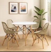 Conjunto de Mesa Emas 90cm + 4 Cadeiras Kaila Daw