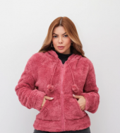 Blusa Feminina Casaco Moletom Pelúcia Com Capuz Zíper Inverno Quentinha