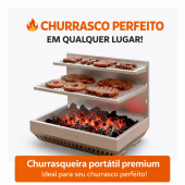 Churrasqueira Aço Inox Portátil 430 a Carvão 50x35...