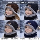 Touca Gorro + Cachecol Pelinho Infantil Inverno La Casual Unissex Protetor de Pescoço