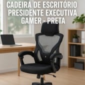 Cadeira de Escritório Presidente Executiva Gamer - Preta