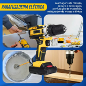 Parafusadeira Furadeira C/ 2 Baterias Maleta Kit Completo Led Eixo Flexível