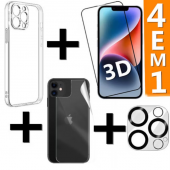 Capinha iPhone 11 Kit 4x1 Pelicula Tela Tras Camera Transparente