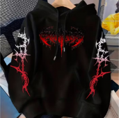  Moletom Canguru Anjo Cyberpunk Gótico Angel Black Estiloso Anime Unissex