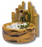 Fonte De Água Decorativa Cascata De Bambu Cerâmica Bivolt