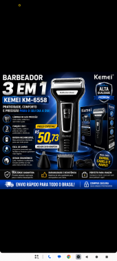  Barbeador Kemei 3 em 1 Original
