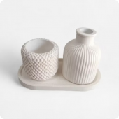 Kit Vasos Decorativo Com Bandeja De Gesso Vasinhos Decoração Ambiente