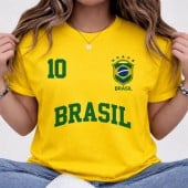 Camisa Feminina Blusa 100% Brasil Copa Futebol
