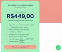 Curso de Inglês Semi intensivo 21 meses / 2 Aulas Semanais