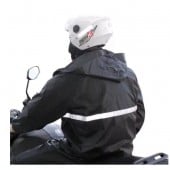 Capa de Chuva Impermeável Motoqueiro e Ciclista Com Faixa Luminosa 3D e Capuz Ajustável