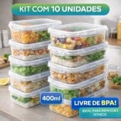 Kit 10 potes 400ML com tampas e travas