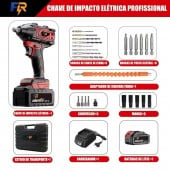 Chave de Impacto Elétrica Sem Fio 3 em 1 Com 68V Bateria Motor Brushless Kit Completo Acessórios