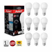 10 Lâmpadas Led 9W Bivolt Branco Frio 6500K Avant