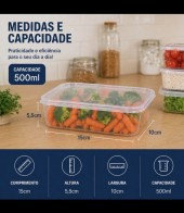 Kit 10 Potes 500ml Bpa Free Freezer Microondas Reutilizável
