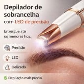 Depilador de Sobrancelhas Portátil Indolor e Recarregável