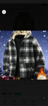 Jaqueta xadrez Masculina,lã de inverno