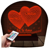 Luminária LED 3D Coração Personalizada Nome do Casal RGB 7 Cores Presente Romântico