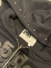 Sp5der OG Web Studded Zip Hoodie Black