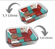 Jogo Assadeira Quadrada Vidro Marinex 2 Peças