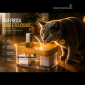 Fonte Bebedouro para Gatos Sem Fio com Torneira Filtro Bateria Recarregável USB Gatomaníacas