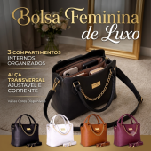 Bolsa feminina com 3 compartimentos internos
