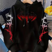  Moletom Canguru Anjo Cyberpunk Gótico Angel Black Estiloso Anime Unissex