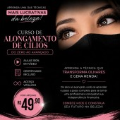 Promoção Curso de alongamento de Cílios Online