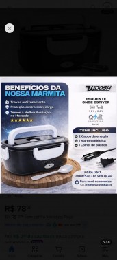 Marmita Elétrica Preta Bivolt Portátil Doméstica