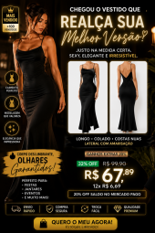  Vestido Longo Preto Costas Nuas Elegância que Impressiona! 