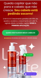 Tônico capilar para fortalecimento e crescimento dos cabelos.