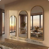 Espelho Lopazzi Grande 170x70 150x60 110x50 Arqueado Luxo Moldura Fina Premium