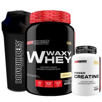 Kit Whey Protein Waxy Whey 900g, Power Creatina 100g, Coqueteleira - BodyBuilders Kit para