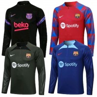2021 2024 Camisa De Treino De Futebol De Barcelona De Manga Longa Com Meio Zíper