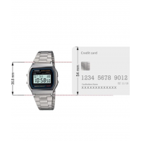 Casio Relógio digital masculino A158WA-1DF de aço inoxidável, Prata, Case size (L× W× H),