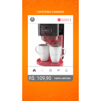 Cafeteira Elétrica Cadence com 2 xicaras Caf230 Single Up Vermelha Preto filtro reutilizáv