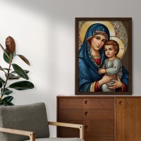 Quadro Nossa Senhora E O Menino Jesus - Tamanho A5 (20x15)