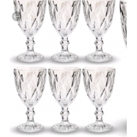 Jogo 6 taças vidro Diamond Transparente kit 6 taças 340ml vinho reforçado