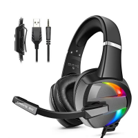RGB Gaming Headset com cancelamento de ruído, microfone, som surround, fones de ouvido LED