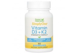 Super Nutrition, Vitamina D3 + K2, 60 Cápsulas Vegetais