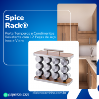 Spice Rack® - Porta Temperos e Condimentos Resistente com 12 Peças de Aço Inox e Vidro