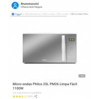 Micro-ondas Philco 25L PM26 Limpa Fácil 1100W