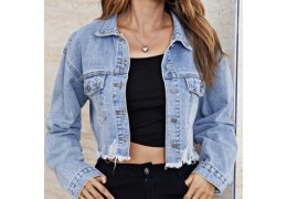 Jaqueta jeans feminina P M G GG manga longa destroyed modelo cropped moda blogueira gringa