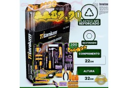 Dê uma olhada em Kit de Ferramentas 200 Peças - Titanium por R$89,90.
